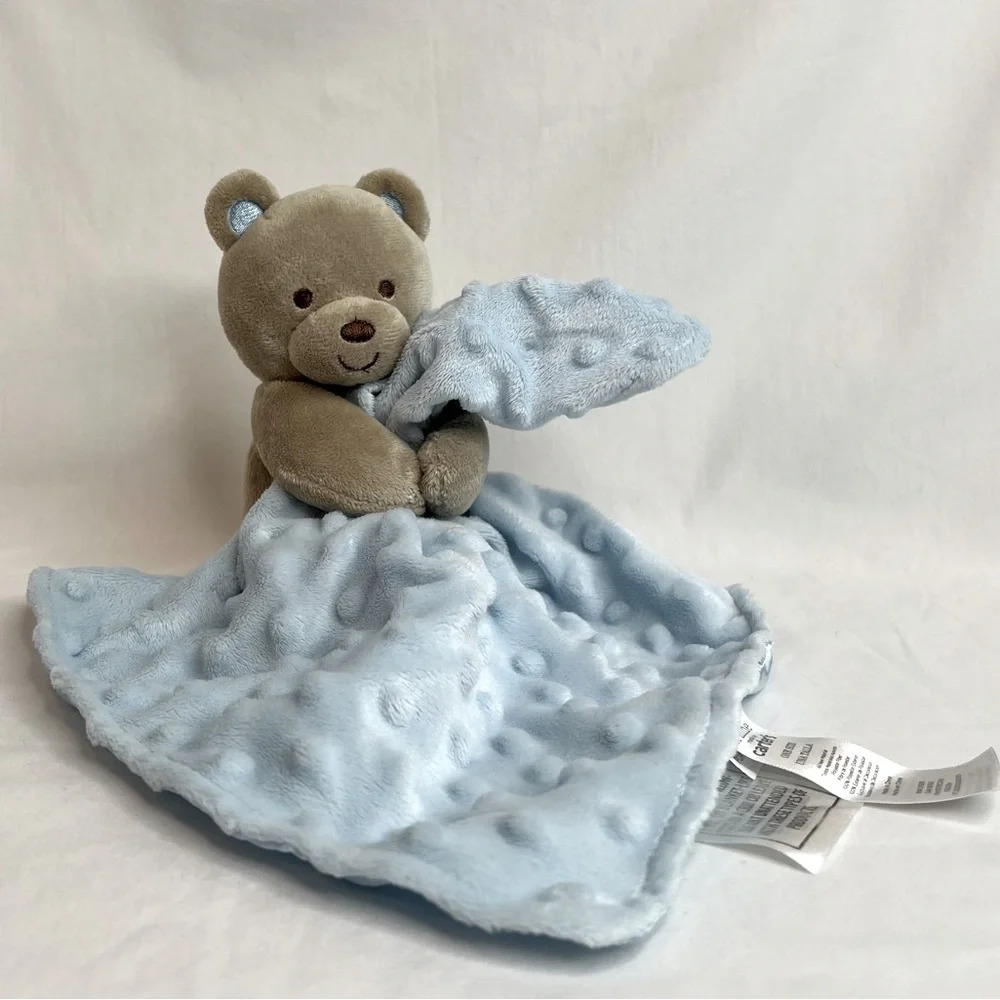 Carter’s Child of‎ Mine Teddy Bear Blue Plush Satin Baby Lovey.